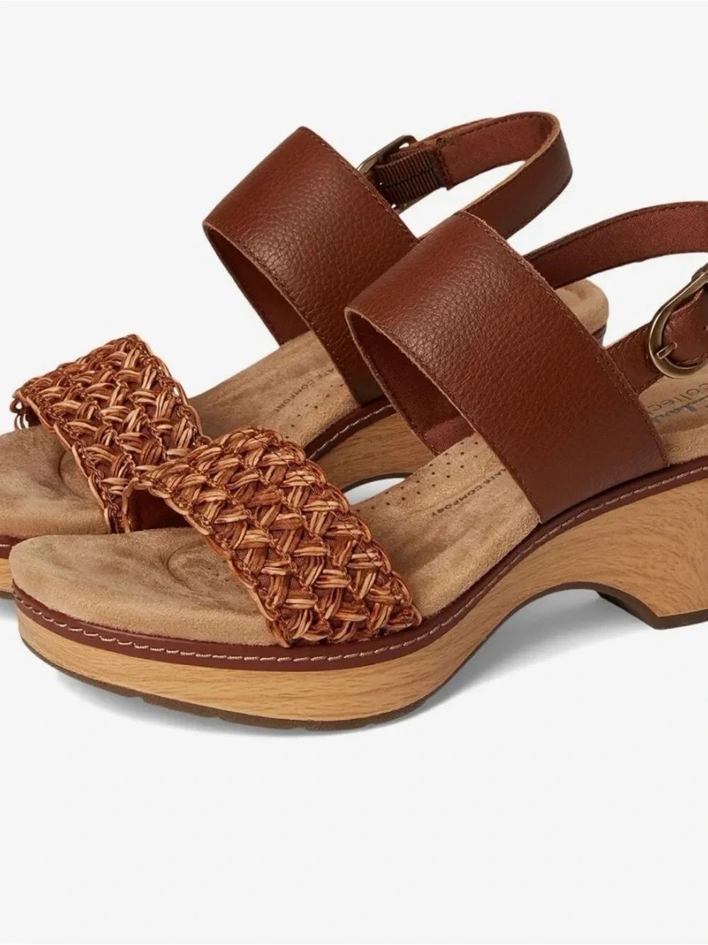 Clarks Seannah Brown Woven Front Slingback Sandals